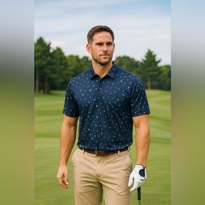 Callaway Navy Polo with Colorful Pattern